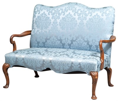 Lot 230 - George II Style Blue Silk-Upholstered Walnut...