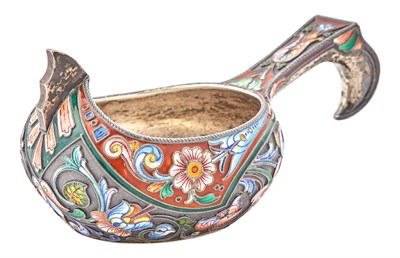 Lot 1151 - Russian Silver and Cloisonné Enamel Kovsh 11th...