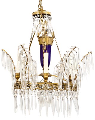 Lot 85 - Russian Neoclassical Style Gilt-Bronze and Cut-Glass Six-Light Chandelier