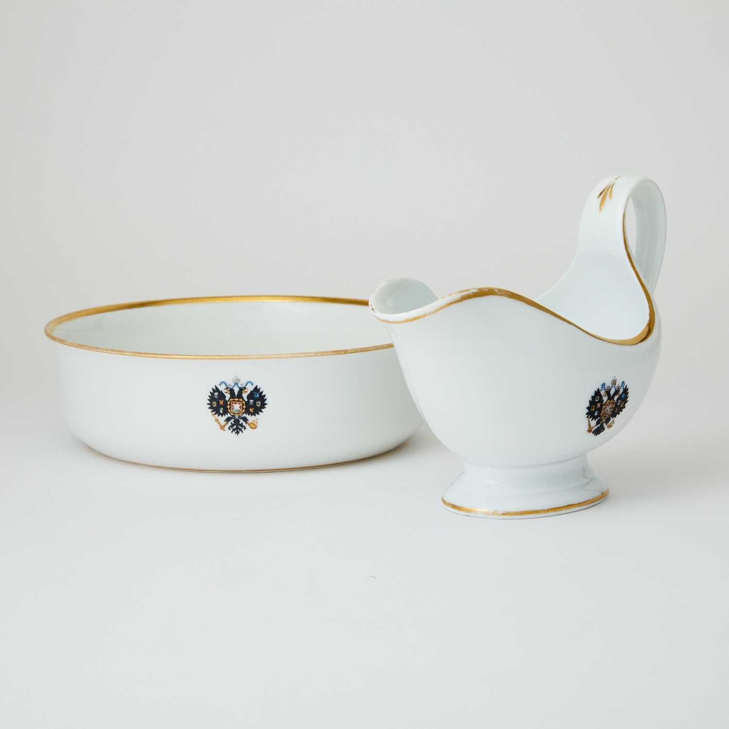Lot 520 - Russian Porcelain Sauce Boat and Bowl from the Coronation Service of Alexander III