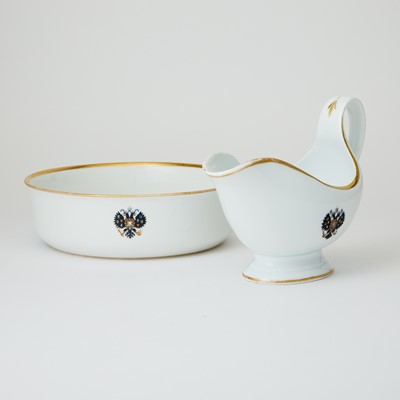 Lot 674 - Russian Porcelain Sauce Boat and Bowl from the Coronation Service of Alexander III