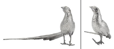 Lot 184 - Pair of Silver Plated Pheasants Lengths 15...