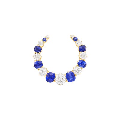 Lot 68 - Antique Gold, Sapphire and Diamond Horseshoe Brooch