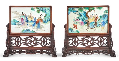 Lot 199 - A Pair of Chinese Enameled Porcelain Table...