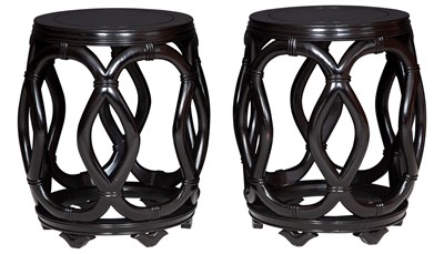 Lot 396 - Pair of Chinese Style Dark Stained Wood Garden...