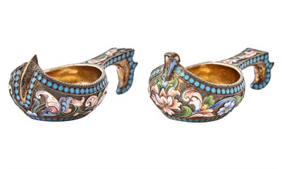 Lot 1157 - Two Russian Silver-Gilt and Cloisonné Enamel...