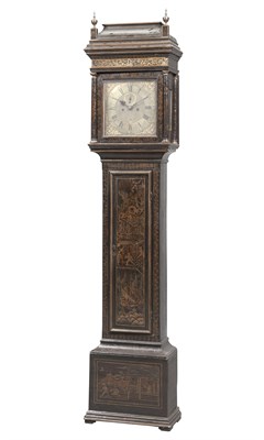 Lot 184 - English Japanned Tall Case Clock