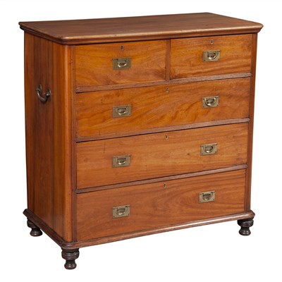 Lot 121 - Mahogany Campaign Chest of Drawers 19th...