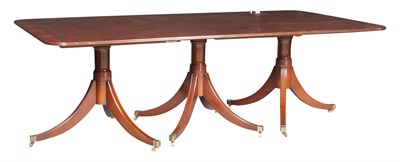 Lot 134 - George III Style Mahogany Three-Pedestal Dining Table