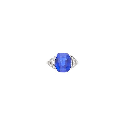 Lot 118 - Platinum, Sapphire and Diamond Ring, France