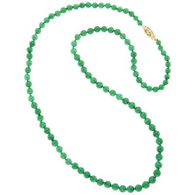 Lot 55 - Jade Bead Necklace with Gold Clasp