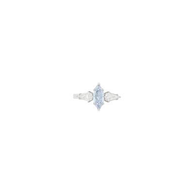 Lot 123 - Platinum, Fancy Intense Blue Diamond and Diamond Ring