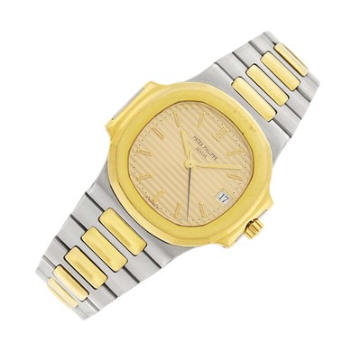 Lot 14 - Patek Philippe Gentleman's Stainless Steel and Gold 'Nautilus' Wristwatch, Ref. 3800
