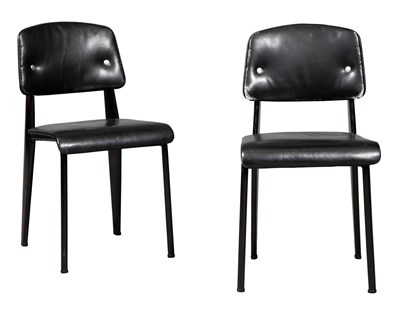 Lot 247 - Pair of Jean Prouvé Metal and Faux Leather...