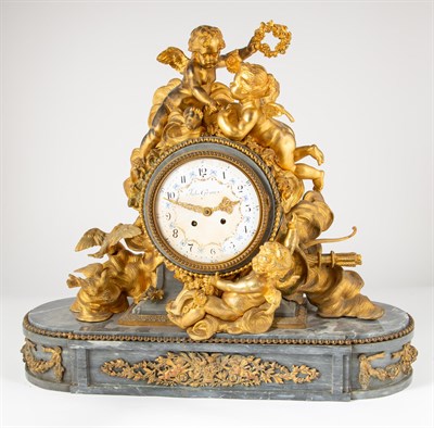 Lot 153 - Louis XV Style Gilt-Bronze and Marble Clock...