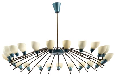 Lot 316 - Italian Metal and Glass Twenty-Four Light Chandelier