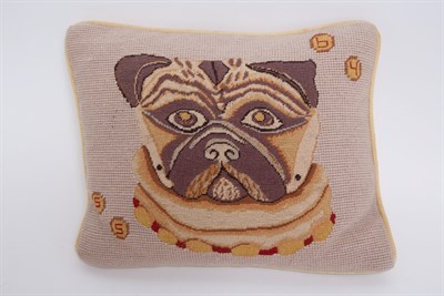 Lot 1019 - Group of Five Pug Decorated Needlepoint...