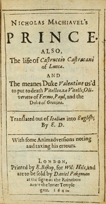 Lot 161 - MACHIAVELLI, NICCOLO [DACRES, EDWARD-trans.]...