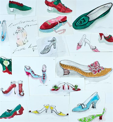 Lot 1118 - [SHOE DESIGNS & PUG PORTRAITS] A group of...