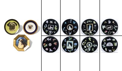 Lot 1007 - Three Porcelain Plates Decorated with Pugs...