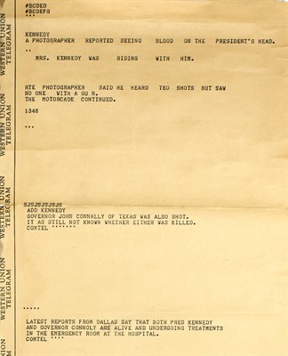 Lot 29 - [KENNEDY ASSASSINATION] Four teletype...