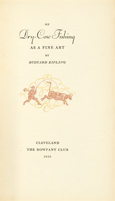 Lot 172 - [ROGERS, BRUCE] KIPLING, RUDYARD. On Dry-Cow...
