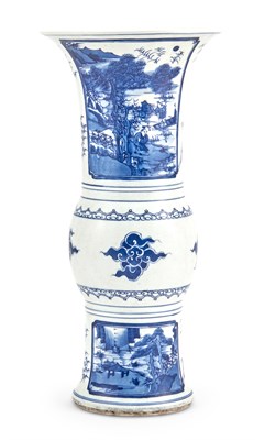 Lot 180 - A Chinese Blue and White Porcelain Gu Vase...