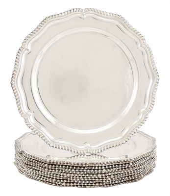 Lot 1258 - Set of Twelve George III Style Silver Plated...