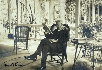 Lot 149 - EDISON, THOMAS ALVA Photograph signed ("Thos A...