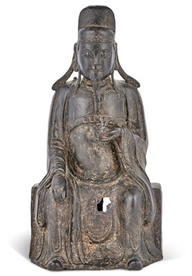 Lot 277 - A Chinese Cast Bronze Figure of a Daoist...