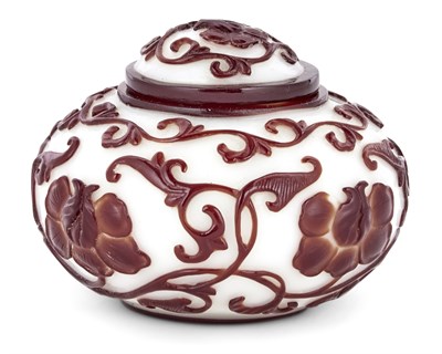 Lot 99 - A Chinese Two-Color Overlay Glass Jar and...
