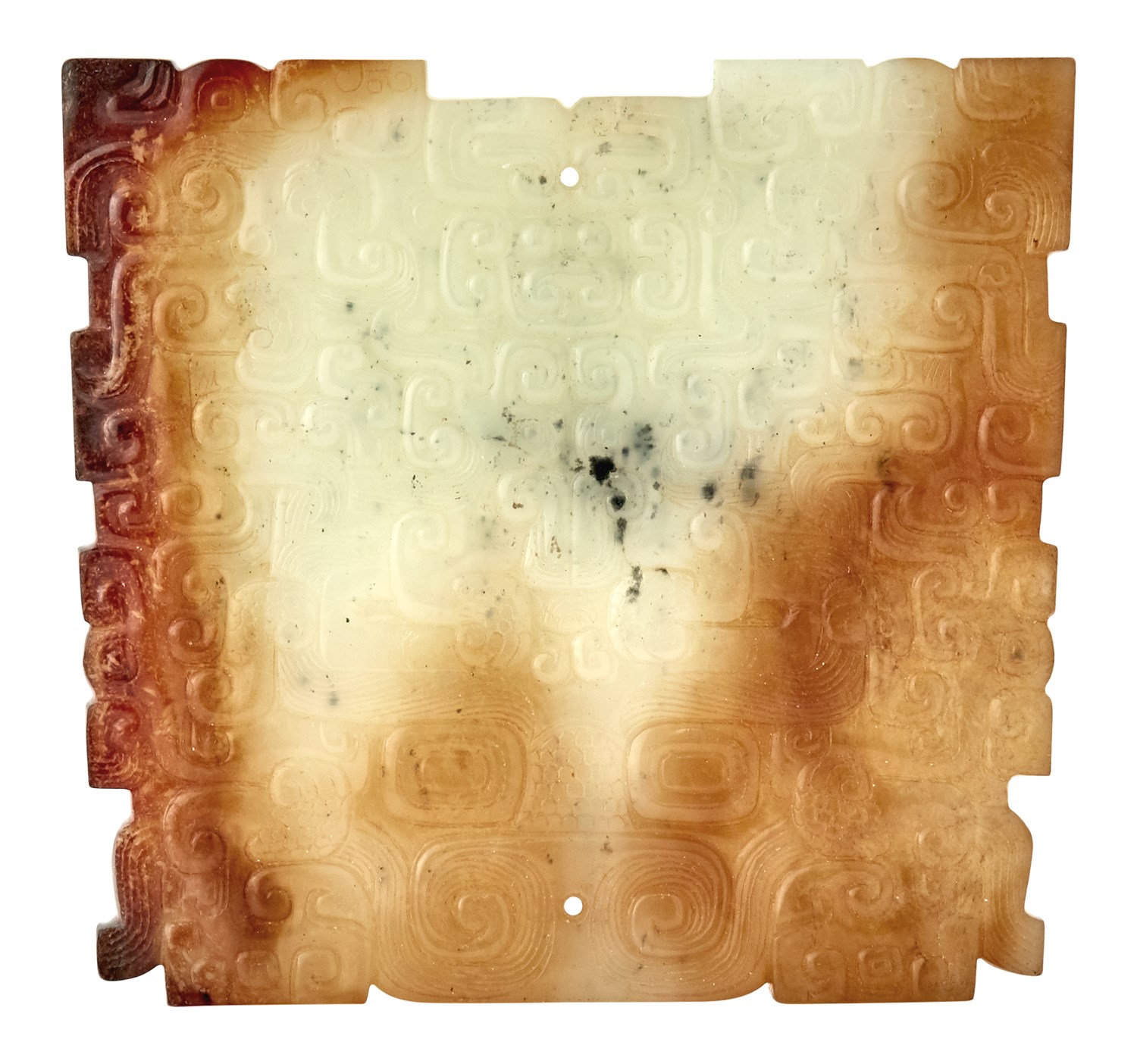 Lot 27 - A Rare Chinese White and Russet Jade Taotie...