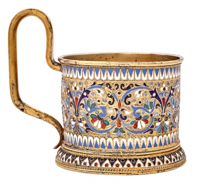 Lot 1103 - Russian Silver-Gilt and Cloisonné Enamel Tea...