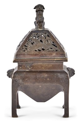 Lot 283 - A Chinese Bronze Censer and Cover Late...