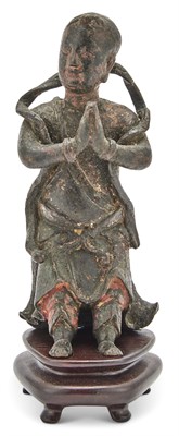 Lot 279 - A Chinese Bronze Figure of an Attendant Ming...