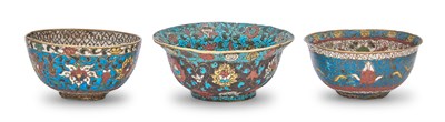 Lot 271 - Three Chinese Cloisonné Bowls Ming Dynasty...