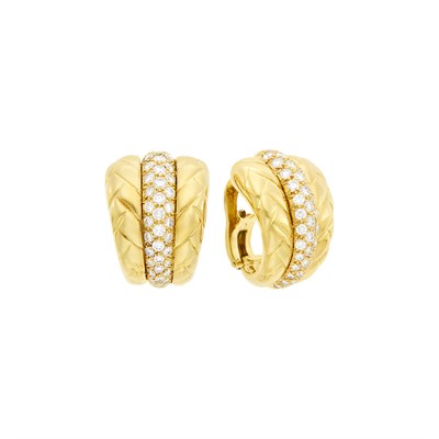 Lot 24 - Van Cleef & Arpels Pair of Gold and Diamond Earclips, France