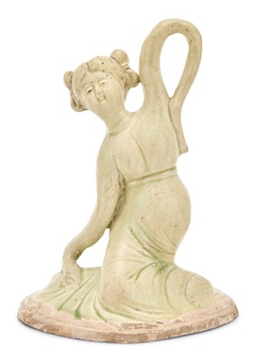 Lot 222 - A Rare Chinese Straw-Glazed Pottery Dancing...