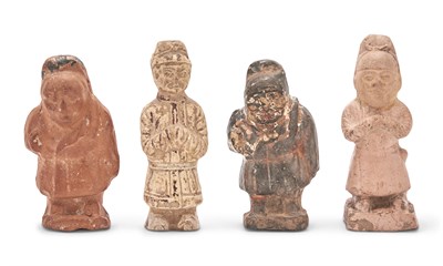 Lot 219 - Four Chinese Painted Pottery Figures of...