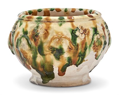 Lot 217 - A Chinese Molded Sancai Pottery Jar with...