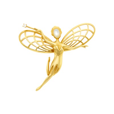 Lot 1 - Van Cleef & Arpels Gold, Moonstone and Diamond Fairy Brooch