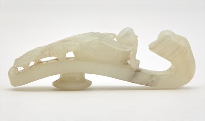 Lot 32 - A Chinese White Jade Belt Hook Qing Dynasty...