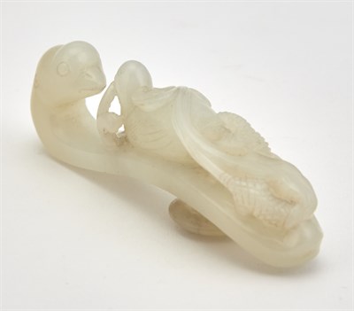 Lot 32 - A Chinese White Jade Belt Hook Qing Dynasty...