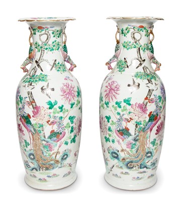 Lot 289 - A Pair of Chinese Enameled Porcelain Vases