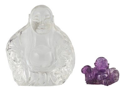 Lot 142 - Two Chinese Carved Hardstone Figures of Budai