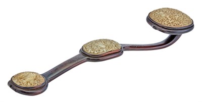 Lot 70 - A Fine Chinese Jade-Inset Hardwood Ruyi...