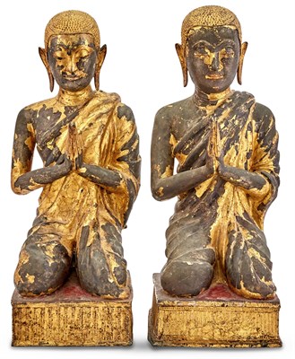Lot 400 - A Pair of Thai Gilt Lacquered Bronze Buddhist...