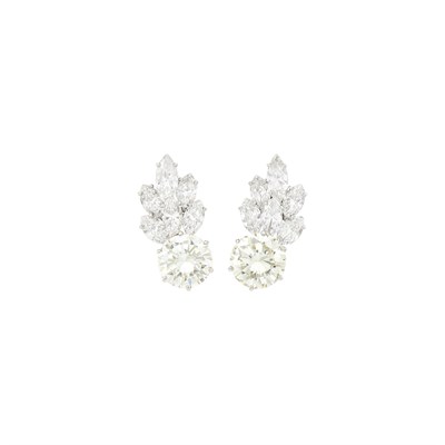 Lot 114 - Bulgari Pair of Platinum and Diamond Earrings