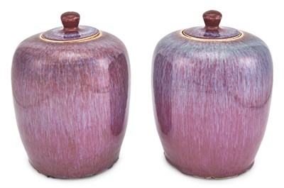 Lot 164 - A Pair of Chinese Flambe Glazed Porcelain Jars...