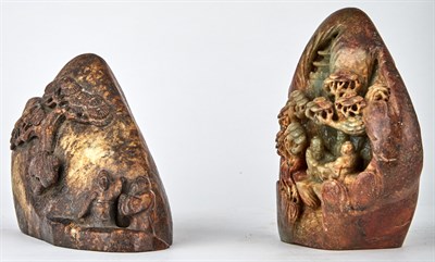 Lot 73 - Two Chinese Mottled Jade Boulders Late Qing...